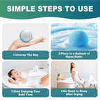 Natural non toxic bath bombs dissolving into a fizzy aromatic bath water