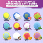 Handcrafted round bath bomb fizzing actively in warm water creating rich aromatic bubbles