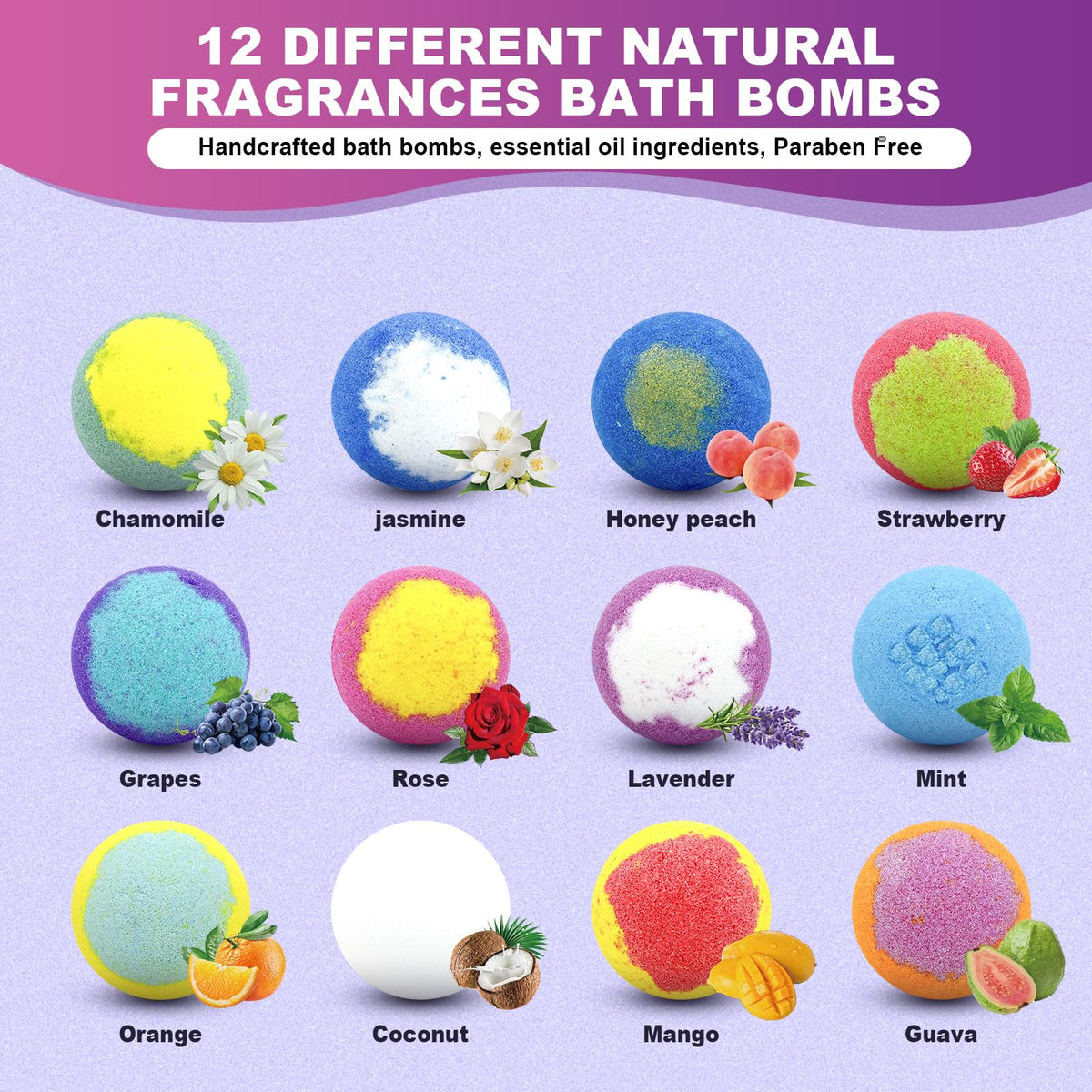 Handcrafted round bath bomb fizzing actively in warm water creating rich aromatic bubbles