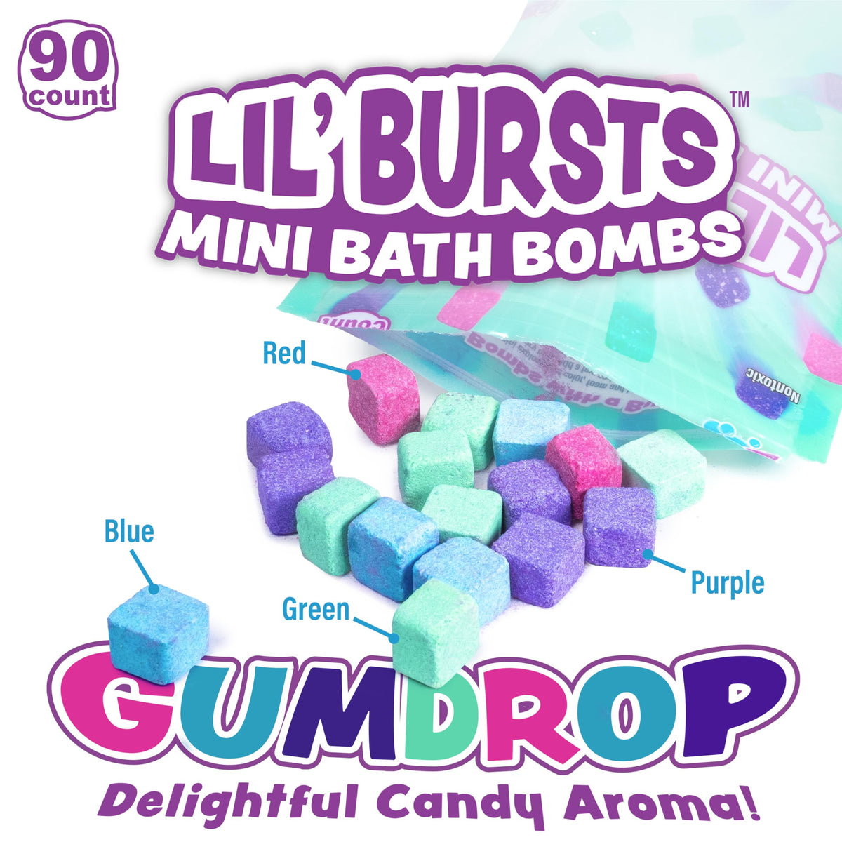 Tub Works Lil Bursts non toxic kids bath colors close up view