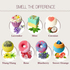 STNTUS INNOVATIONS moisturizing spa fizzies showing rich bubbles and vibrant colors in water