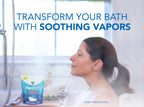 Vicks VapoBath packaging showing instructions for up to twelve comforting adult baths