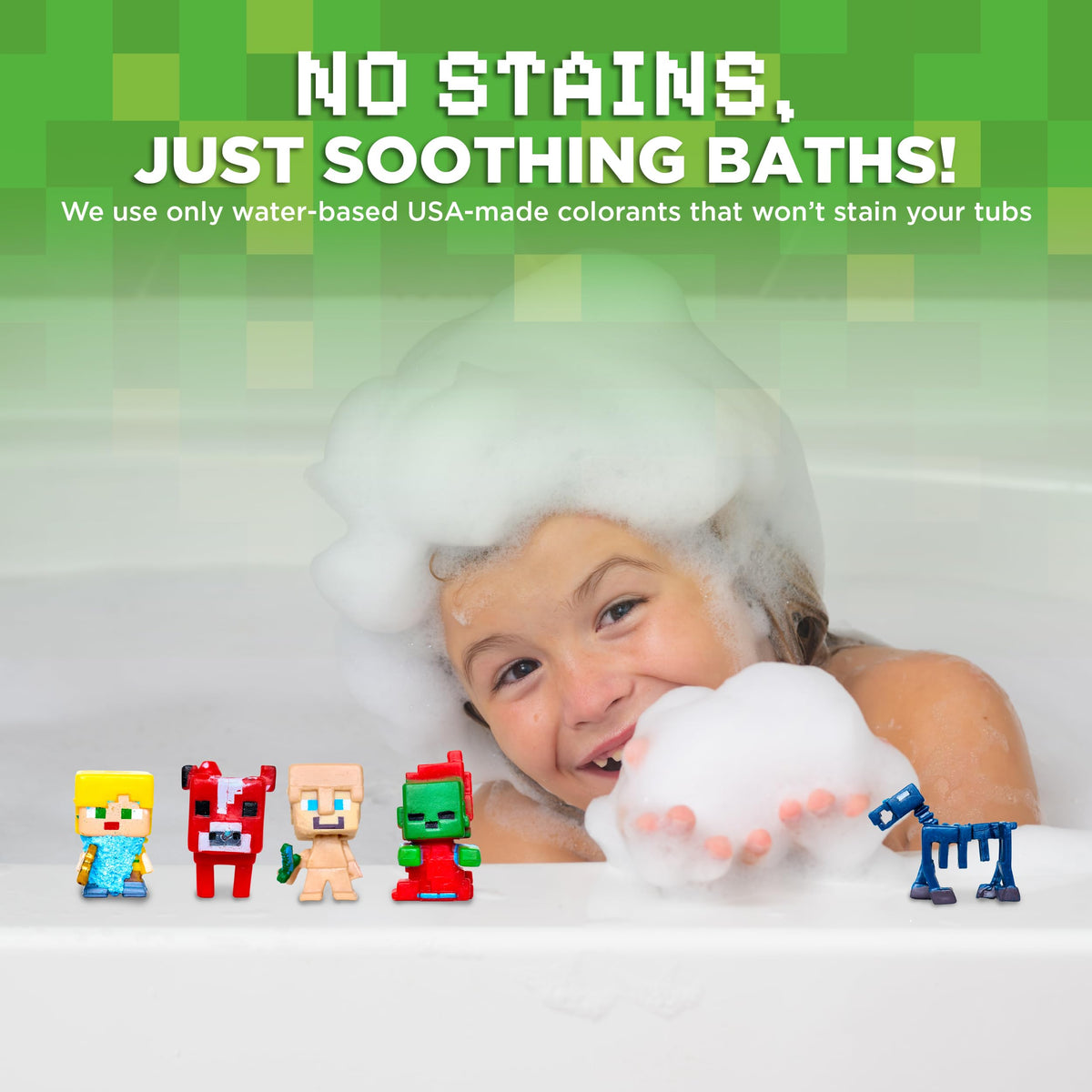 Kids gift presentation of the single pack pixel world inspired surprise bubble bomb.