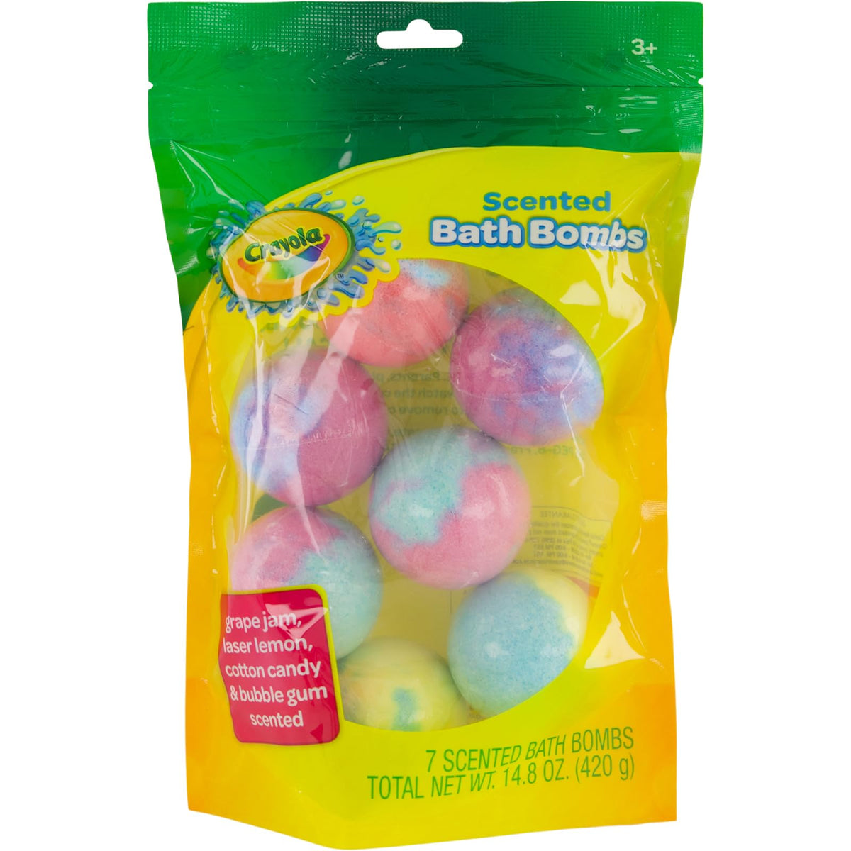 Colorful non toxic bath fizzies for boys and girls showing packaging details