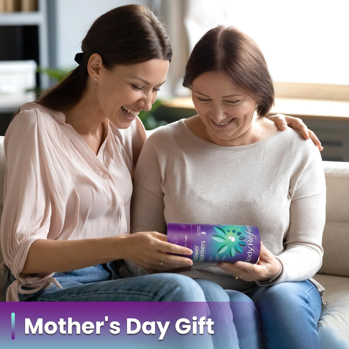 A woman opening the luxury self care packaging as a birthday or Valentine holiday gift.