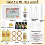 Sweet almond oil bottles and essential oil vials included in the Jcoos body wash crafting set