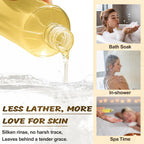 Step by step process of mixing vegetable glycerin and vitamin E capsules for custom body cleanser