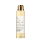 Angled view of the premium 130 ml Ayurvedic emollient showing the gold cap and clear liquid consistency.