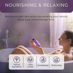 Luxury USA imported lavender body oil pour action into warm running bathwater