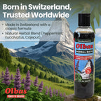 Olbas herbal soak double pack display emphasizing its use for sore muscles and foot baths.