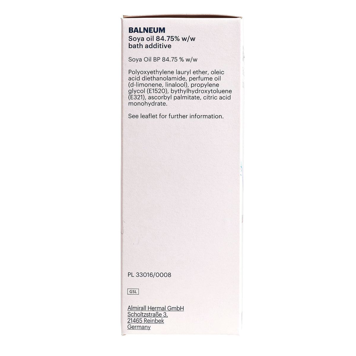 Balneum protective emollient bath oil bottle for dry skin disorders