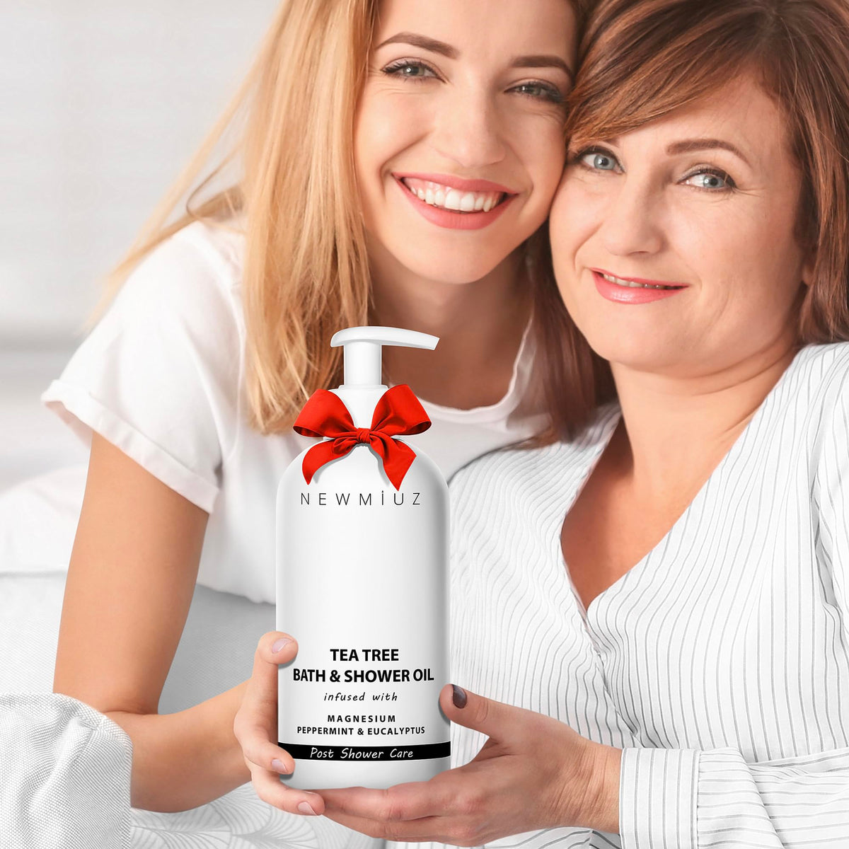 Close-up view of the ingredients and instructions on the New Miuz magnesium oil label.