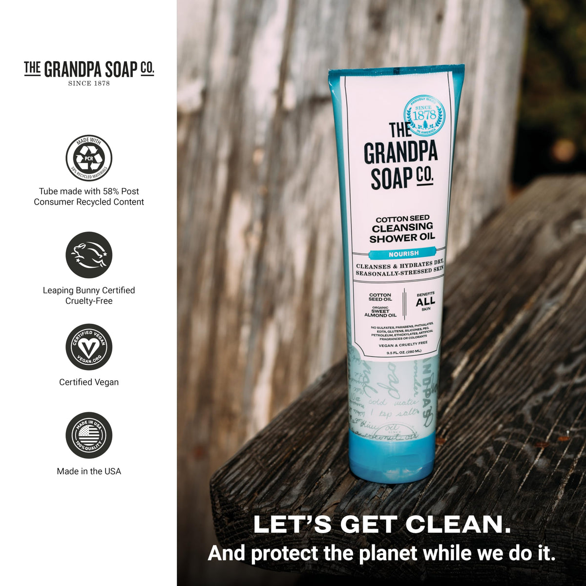 The Grandpa Soap Company sulfate free shower oil for dry winter skin care