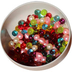 Multi colored gel bath beads for dry skin hydration