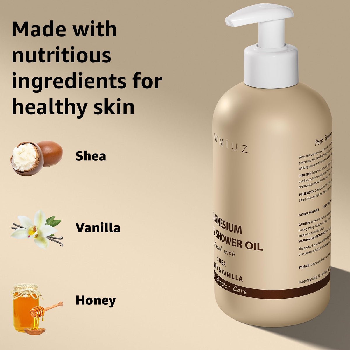 Magnesium shower oil moisturizing consistency being applied to skin