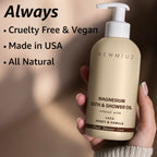 Vegan and cruelty free bath oil for dry skin product close up