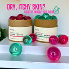 Eco friendly recyclable container of Avivni moisturizing bath oil beads with coconut oil.