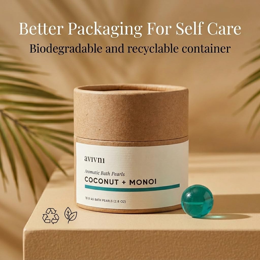 Avivni luxury bath oil beads premium packaging suitable for self care gifting ideas.