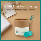 Ingredients highlighting coconut and monoi oils on the back label of Avivni bath pearls.