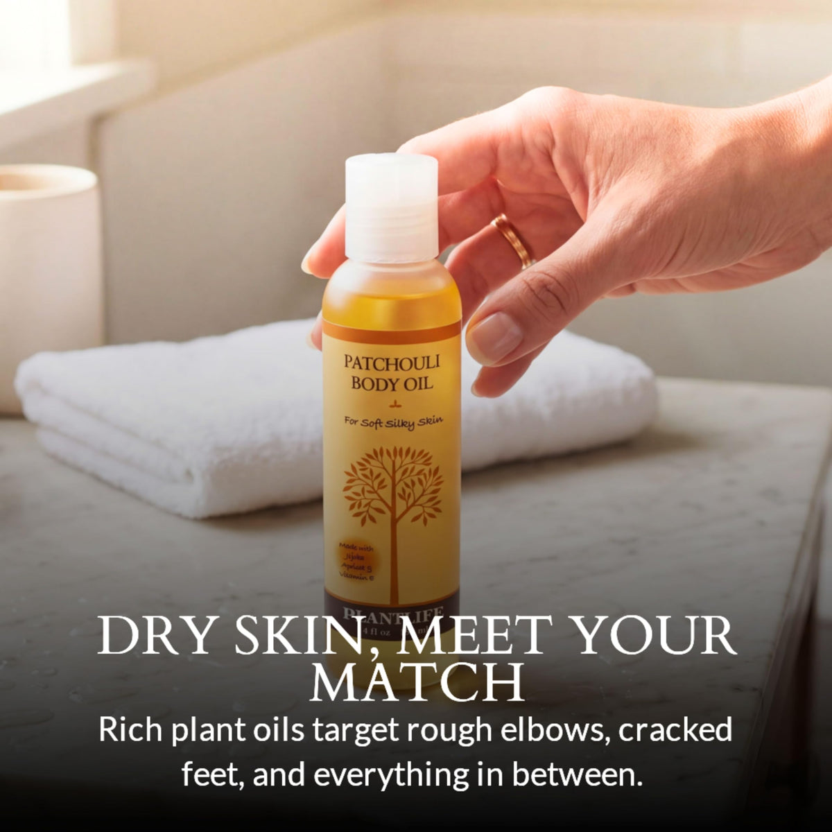 Plantlife Patchouli nourishing body and bath oil with vitamin E jojoba and apricot