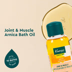 Kneipp arnica herbal bath soak liquid showing clear amber consistency