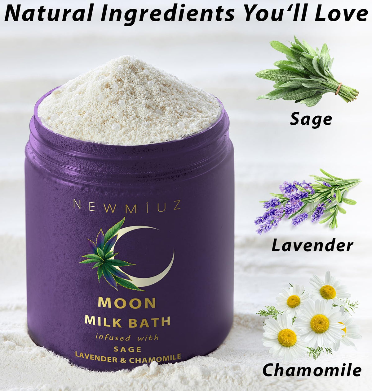 Cleansing Sage Moon Milk Bath Soak jar label details