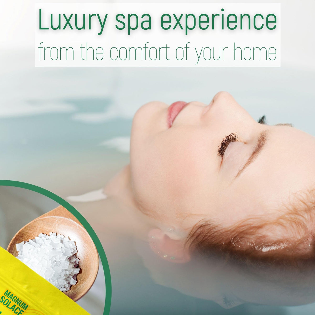 Person using Magnum Solace magnesium flakes for foot soak