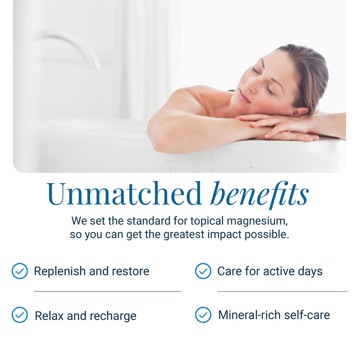 Lifestyle shot of Ancient Minerals magnesium bath soak in a relaxing bath