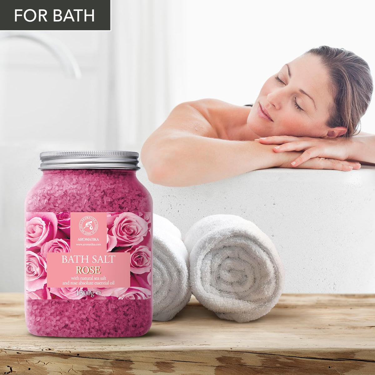 Close up texture of pink rose bath salt granules