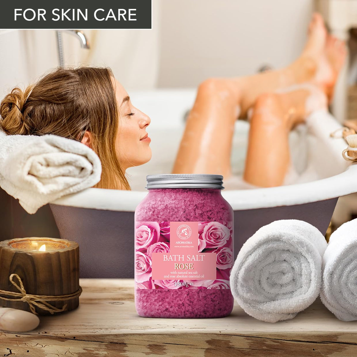Aromatika rose bath salts product label details