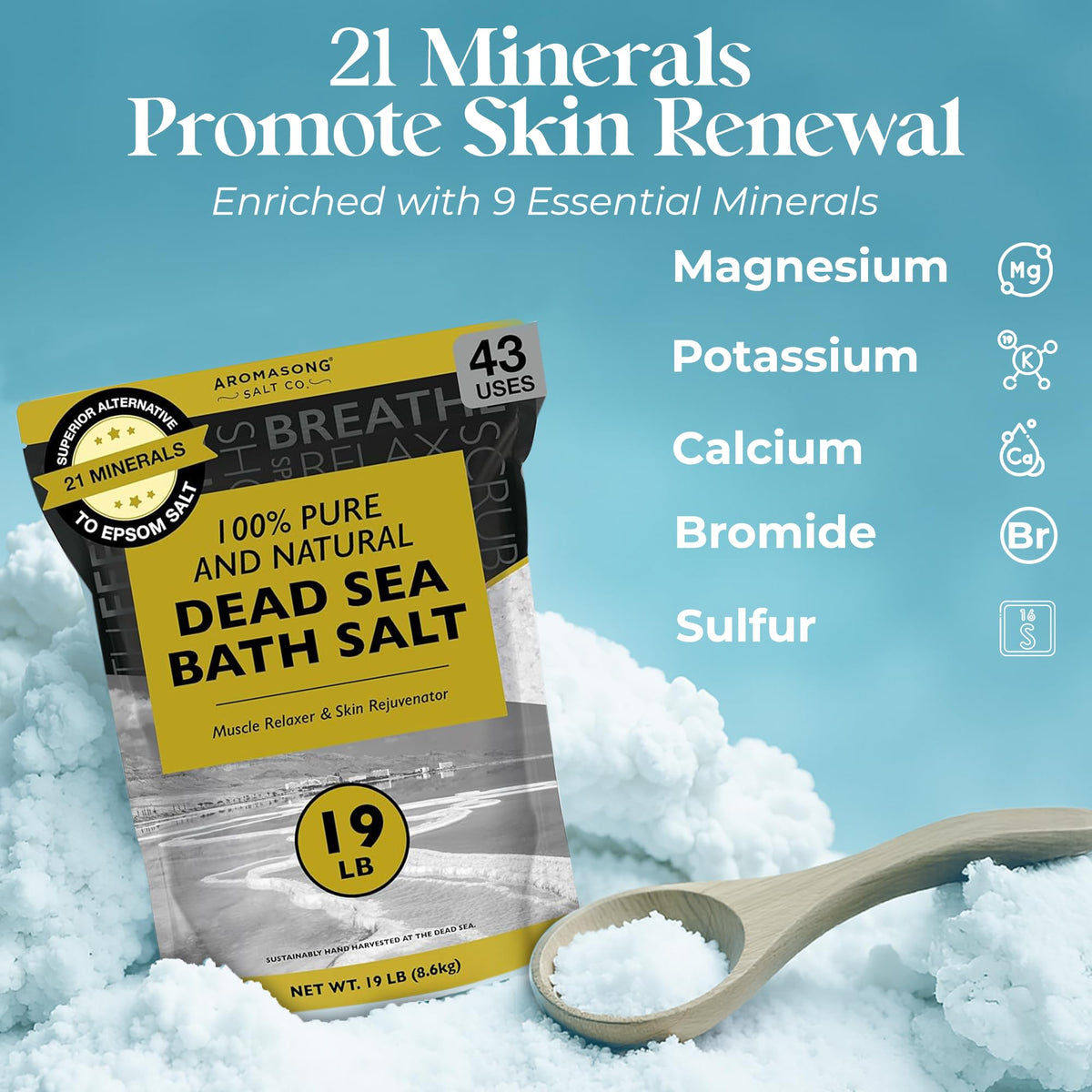 Close up of Aromasong Dead Sea Salt fine grain texture