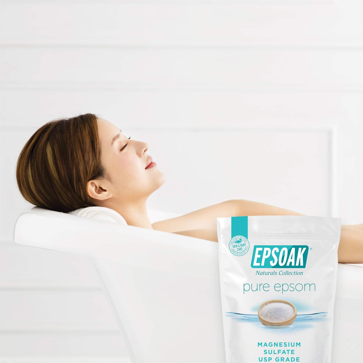 Authentic USA made Epsoak Epsom Salt product label