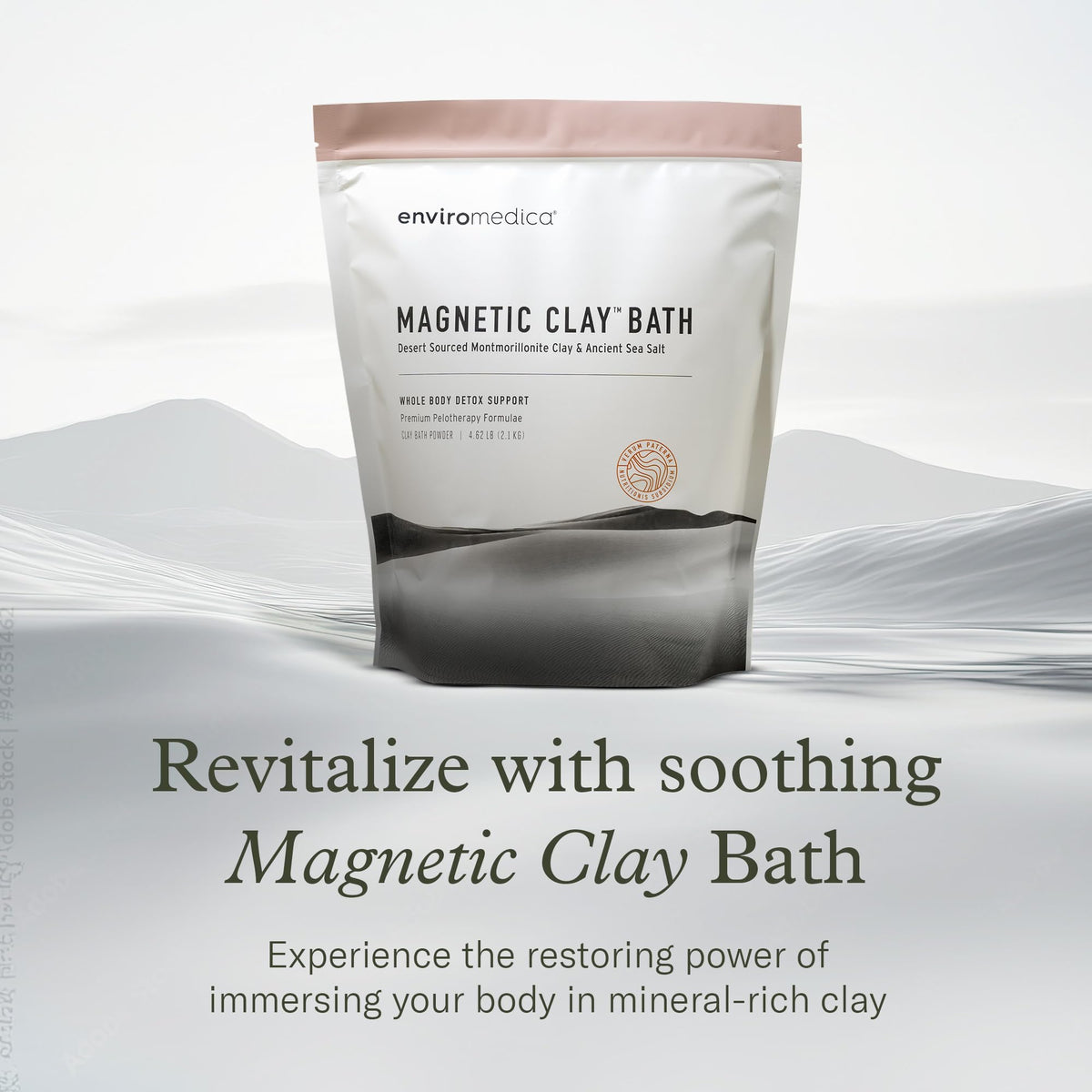 Enviromedica clay bath powder packaging details and ingredients