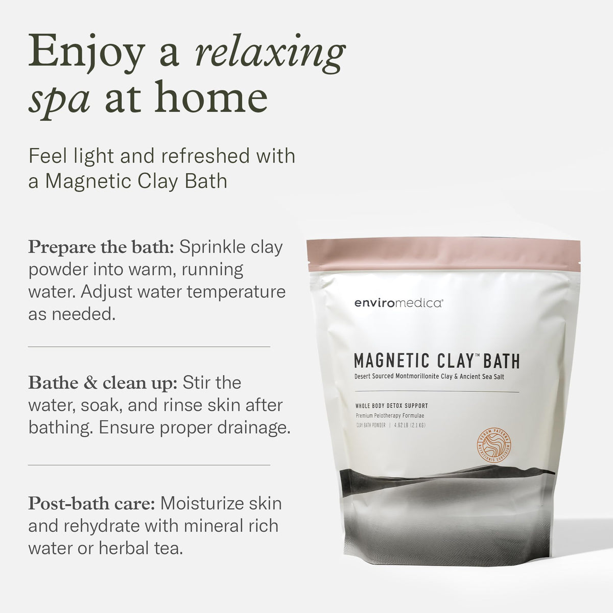 Enviromedica 500g clay bath powder container for wellness routine