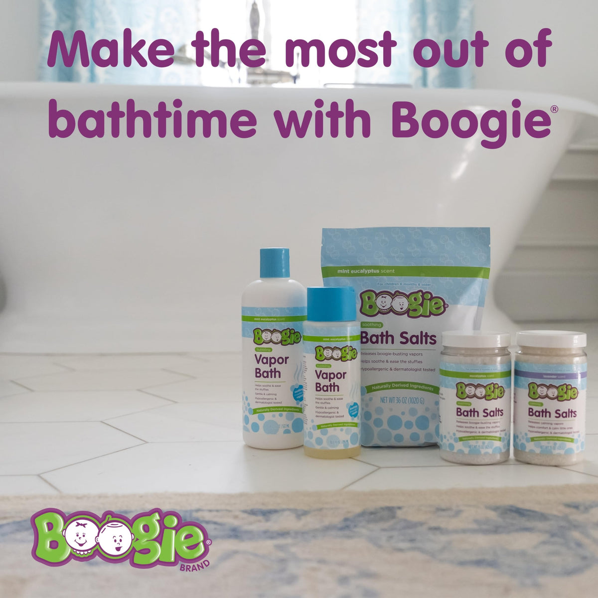 Close up of Boogie Kids Soothing Bath Salts eucalyptus scent details