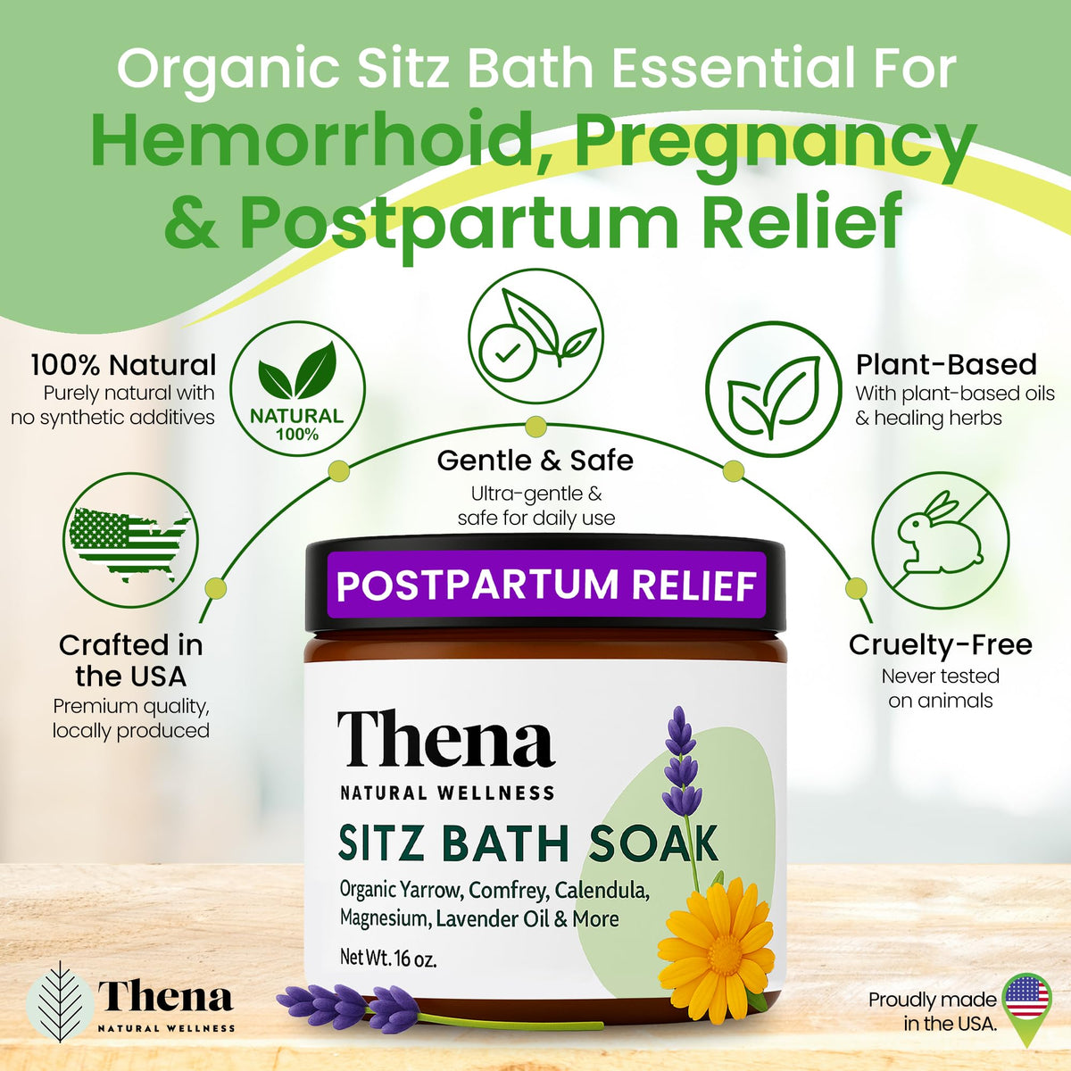 Thena Natural Wellness postpartum sitz bath soak jar