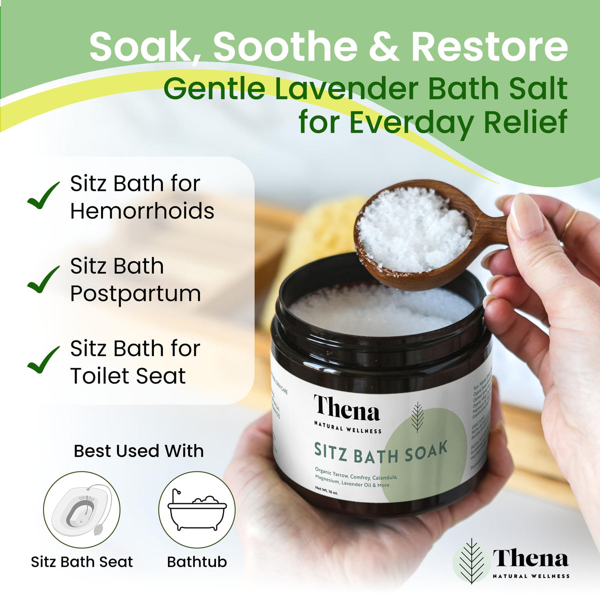 Thena organic bath salts for hemorrhoid treatment