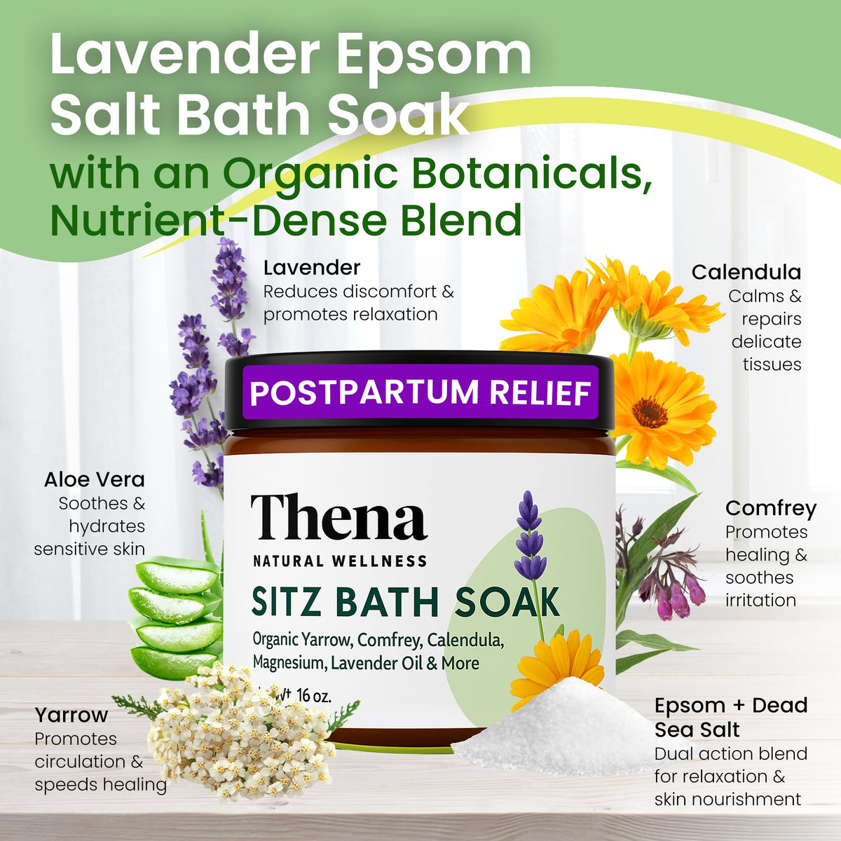 Thena 16 Ounce sitz bath soak for postpartum recovery