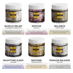 Natural body scrub application demonstration showing the texture of the exfoliating crystals with essential oils.
