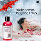 Luxury rose essential oil bath soak pour capfuls into running water