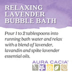 Aura Cacia 13 fluid ounce lavender bubble bath bottle side profile