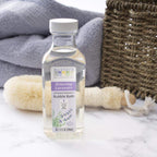 Back label of Aura Cacia Relaxing Lavender Bubble Bath ingredients