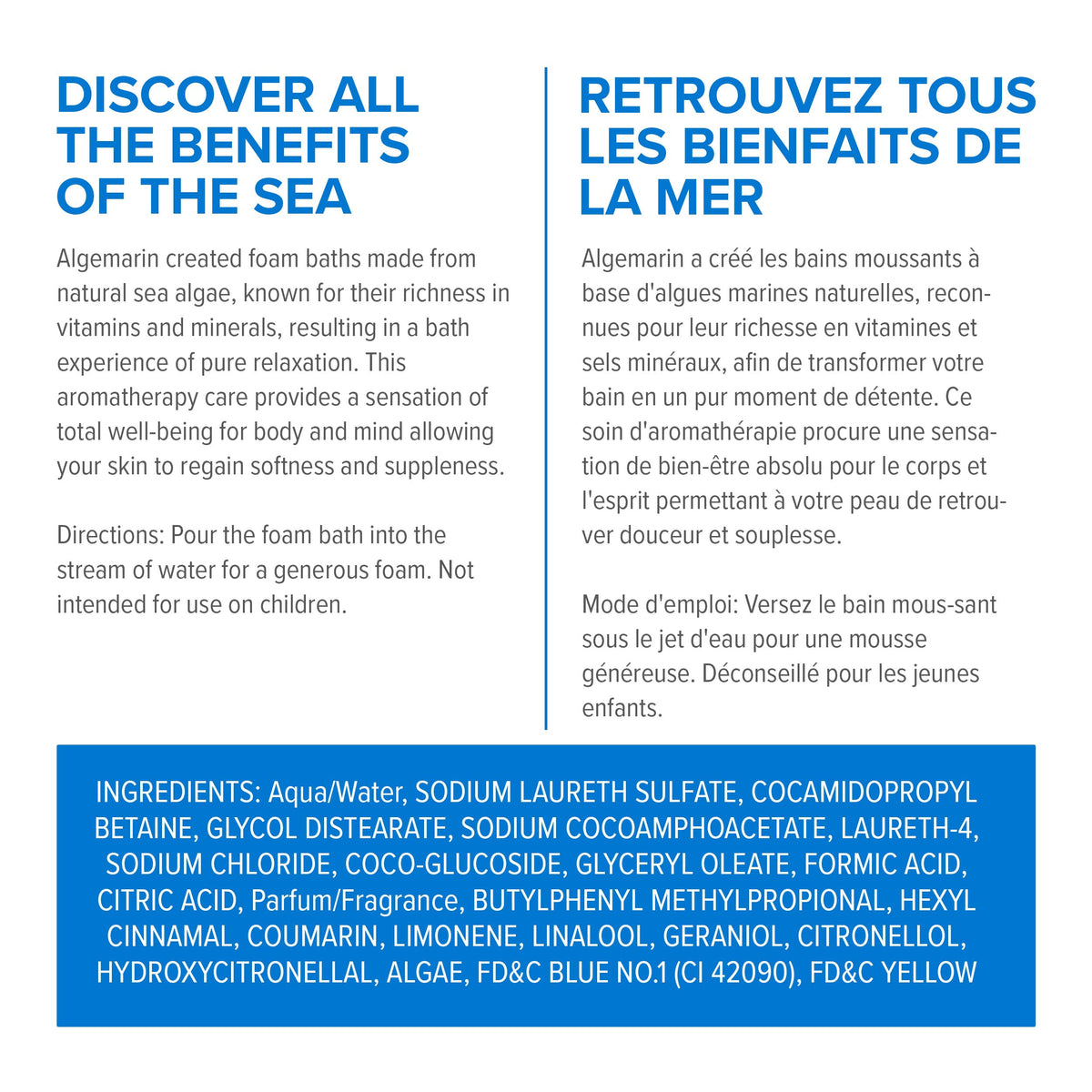 Algemarin European Sea Aromatherapy foam bath packaging