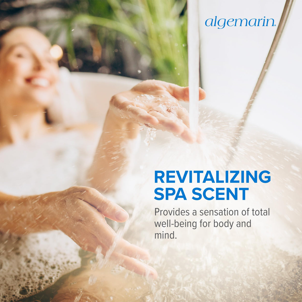 Algemarin foam bath 500ml bottle lifestyle product shot