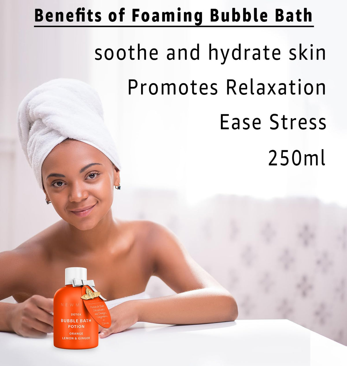 New Miuz foaming bath soak with citrus essential oils