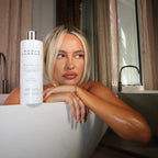 Texture of Rose and Caramel self tan removing bubble bath