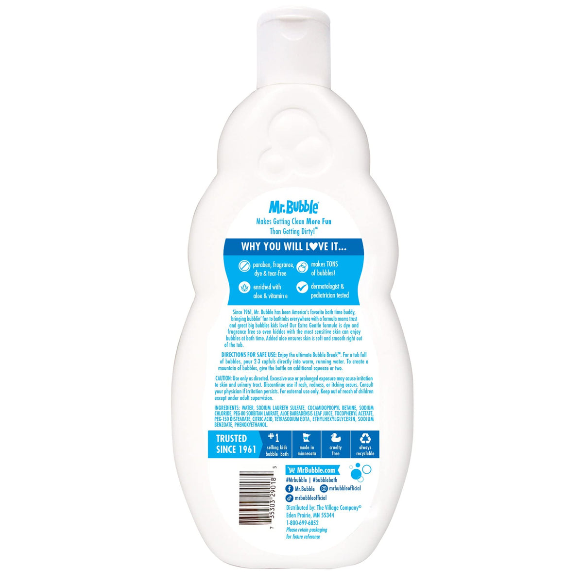 Mr. Bubble Bath Extra Gentle pack of 4 bottles arranged together