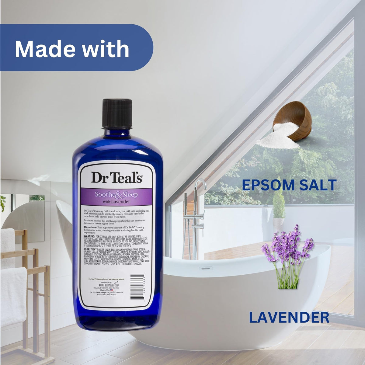 Dr Teal's Lavender Foaming Bath bottle size 34 fluid ounces
