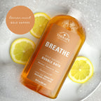 Back label of Village Naturals Therapy bubble bath showing ingredient list.