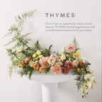 Side profile of Thymes Lavender bath soak bottle